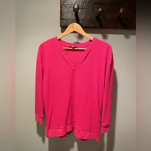 LOFT bright pink waffle shirt